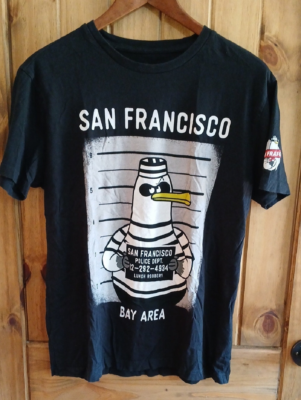 San Francisco Bay Area Cartoon Seagull Graphic Tee - Black - Large